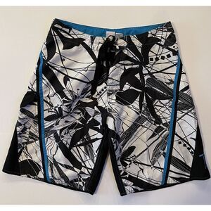 Tyr Men's Board Shorts Swim Trunks 34 Black‎ & Blue Floral